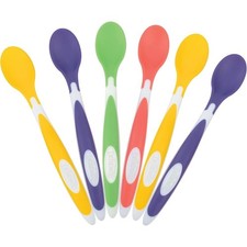 Soft Tip Long Handle Toddler Spoons for Baby Led Weaning Free 6 Pack