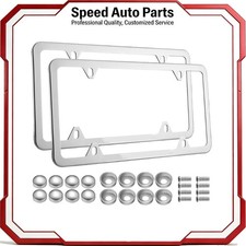 2pcs Chrome Stainless Steel License Plate Frame Tag Cover Screw Caps
