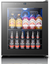 Beverage Refrigerator Cooler, 65 Cans Drink Mini Fridge with Glass Door for Soda
