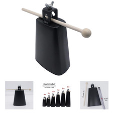 6 Inch Steel Cowbell with Handle and Stick Percussion Instrument for Drums