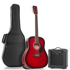 Dreadnought Acoustic Electric Guitar with 10 Watt Amp - Red