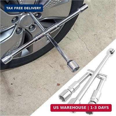 14-Inch Foldable 4 Way Lug Wrench(17,19,21,23mm),Cross Lug Nut Removal Tool/Tire