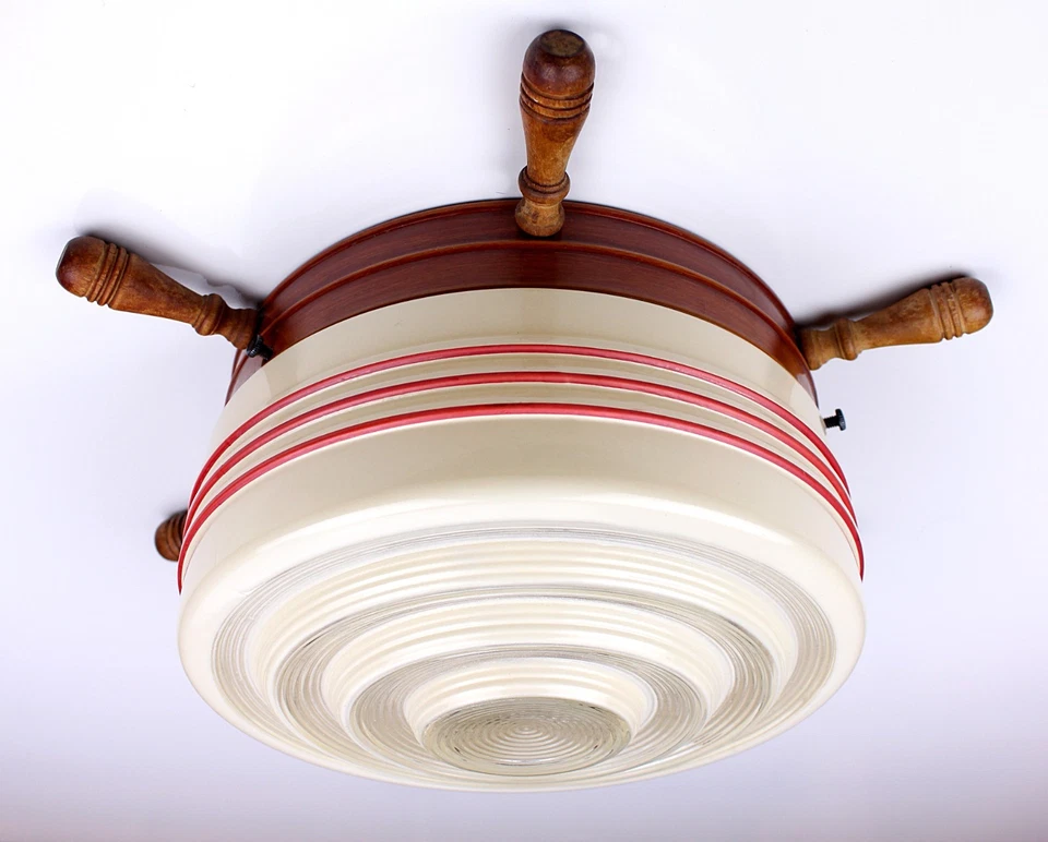 Lámpara de techo antigua vintage Virden Nautical Ships rueda 3 DISPONIBLE Foto 2 de 4