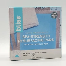 Bliss Spa Strength Resurfacing Pads W/ Glycolic Acid - 15 Facial Treatments