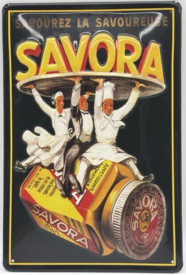 Original Vintage Savora Mustard Relief Metal Tin Sign New NO REPRO!
