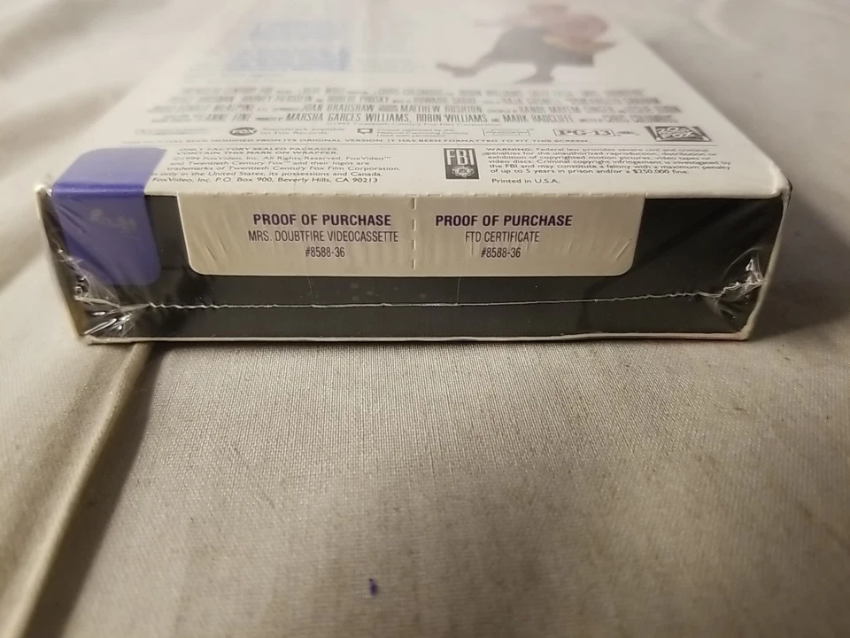 Mrs Doubtfire VHS SEALED Watermarks Hype Fox Robin Williams Sally Field VTG  - Image 3 of 3