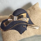 Vintage "Breakfast at Tiffany's Hat" Enameled Costume BROOCH, Jewelry, Gift