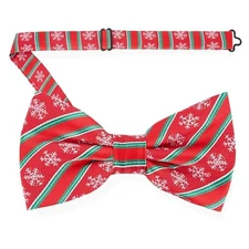  Christmas Bow Tie For Men - Red and Green Holiday 001- Snowflake Red Stripe