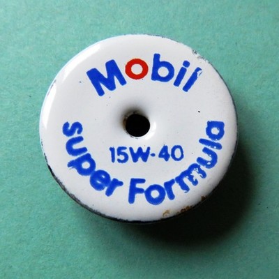 MOBIL 15W-40 = Altes Emailschild USA Texas Gaspump Motor Oil Super Formula = RAR