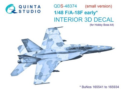 1:48 F/A-18F Early Interior 3D Color Decal - Quinta QDS48374 Hobby Boss