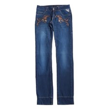 Roberto Cavalli Just Cavalli Leather Patch Jeans Pants Skinny Vintage Women 28"