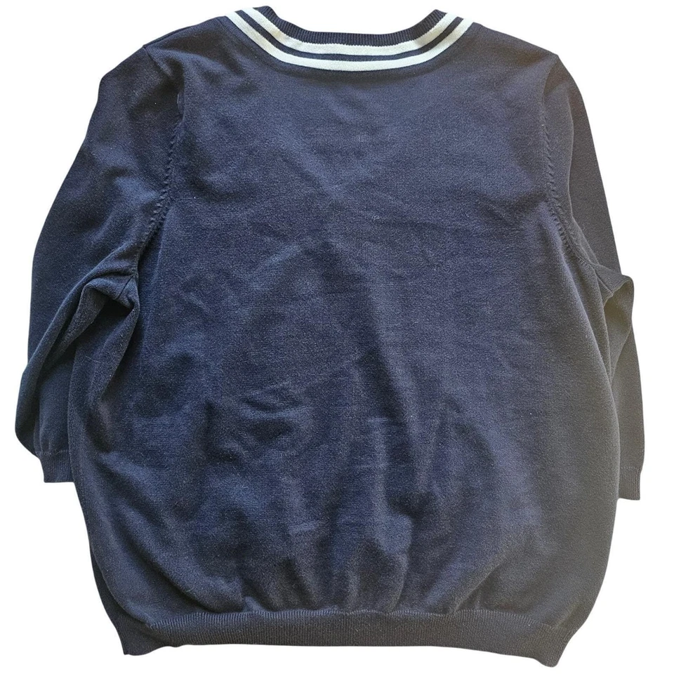 VTG Lauren Ralph Lauren Nautical Preppy Navy Blue Old Money Tennis Sweater 2X - Image 3 of 4