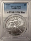 2009 AMERICAN SILVER EAGLE $1 PCGS MS 70