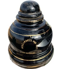 sculptural Victorian Jackfield jet ware inkwell Williams's desk object 1898 Reg