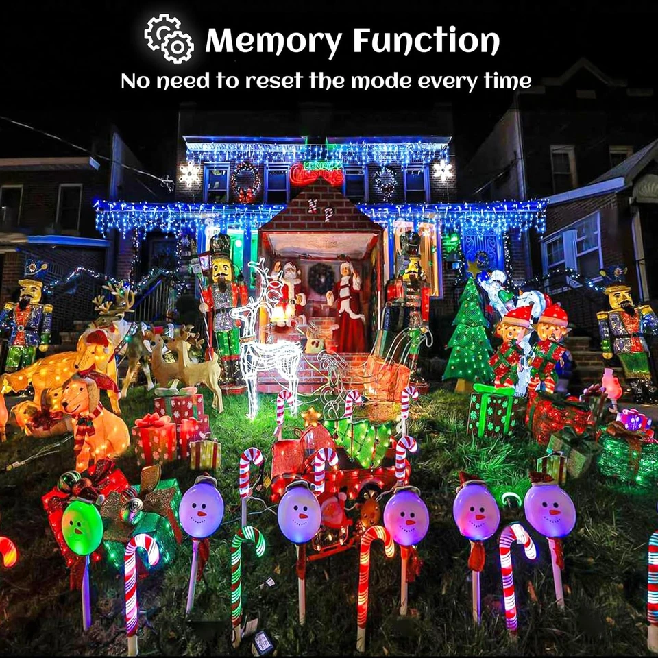 Christmas Lights Outdoor Decorations 96-960 LED 8 Modes Curtain String Light US - Image 3 of 4