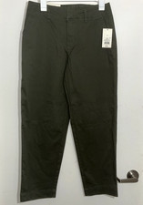 A New Day Straight High Rise Pants Women 6 R Green Khaki Cotton Stretch 29"x27"