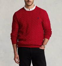 Polo Ralph Lauren Wool and Cashmere Red Cable-knit Crew Neck Sweater Men XL