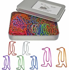 120 PCS Cute Colored Paper Clips Assorted Sizes Animal Penguin Shaped Paper C...
