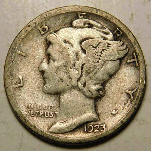 1923 S Mercury Dime 90% Silver F - VF   "Actual Coin Pictured - Not Cleaned"