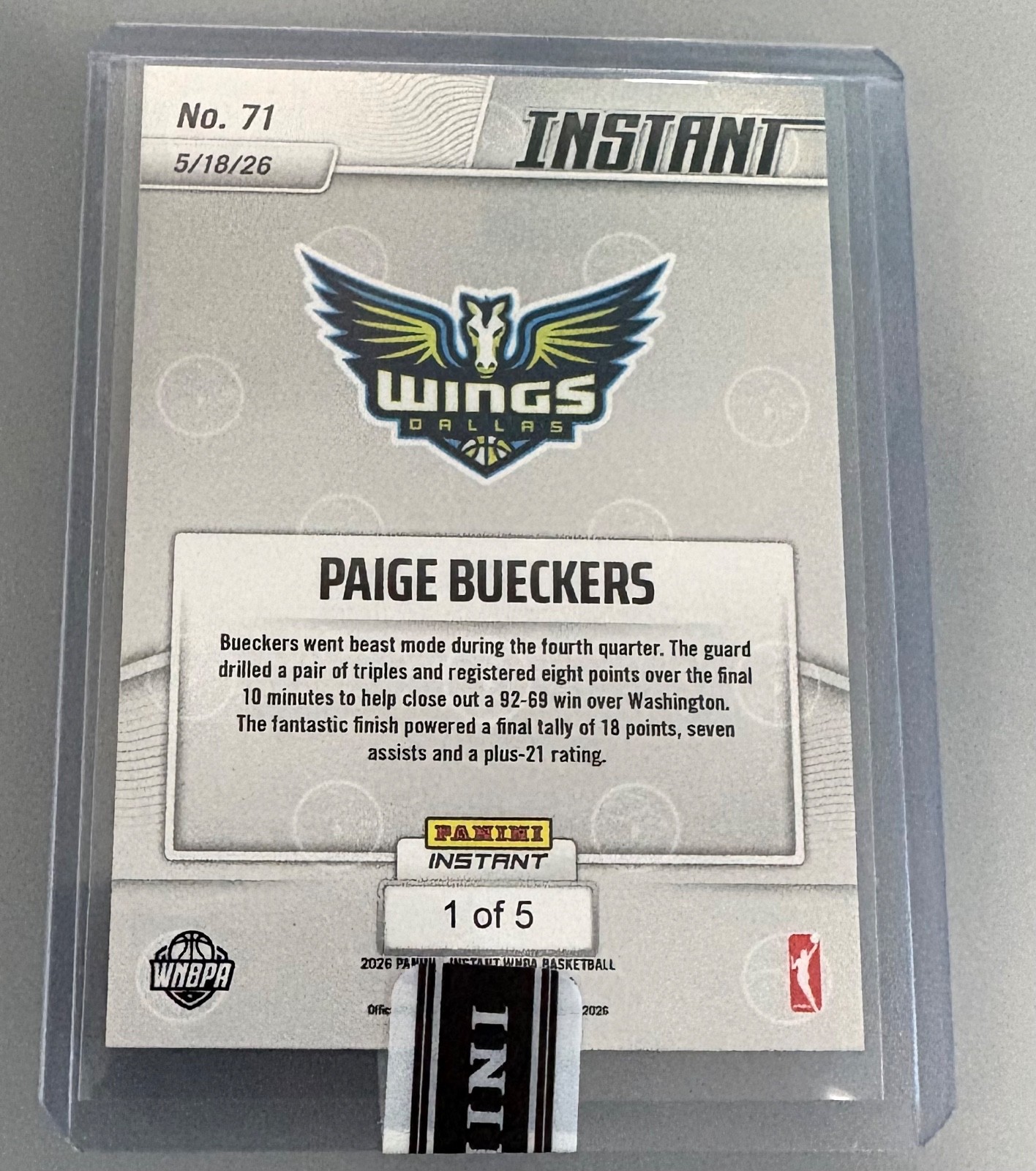 Paige Bueckers SEALED 2026 Panini Dallas Wings 1/5 SSP Metallic