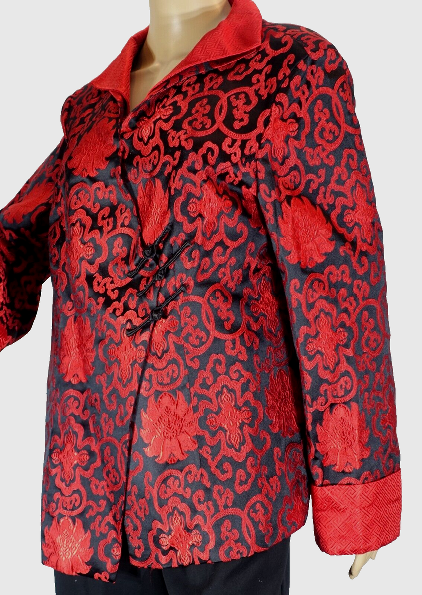 DRAGON SILK~HANGZHOU VINTAGE RED/BLACK AUTHENTIC CHINA SILK