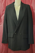 Zara Woman Two-Button Classic Long Jacket Blazer Coat Size XS Black Pockets