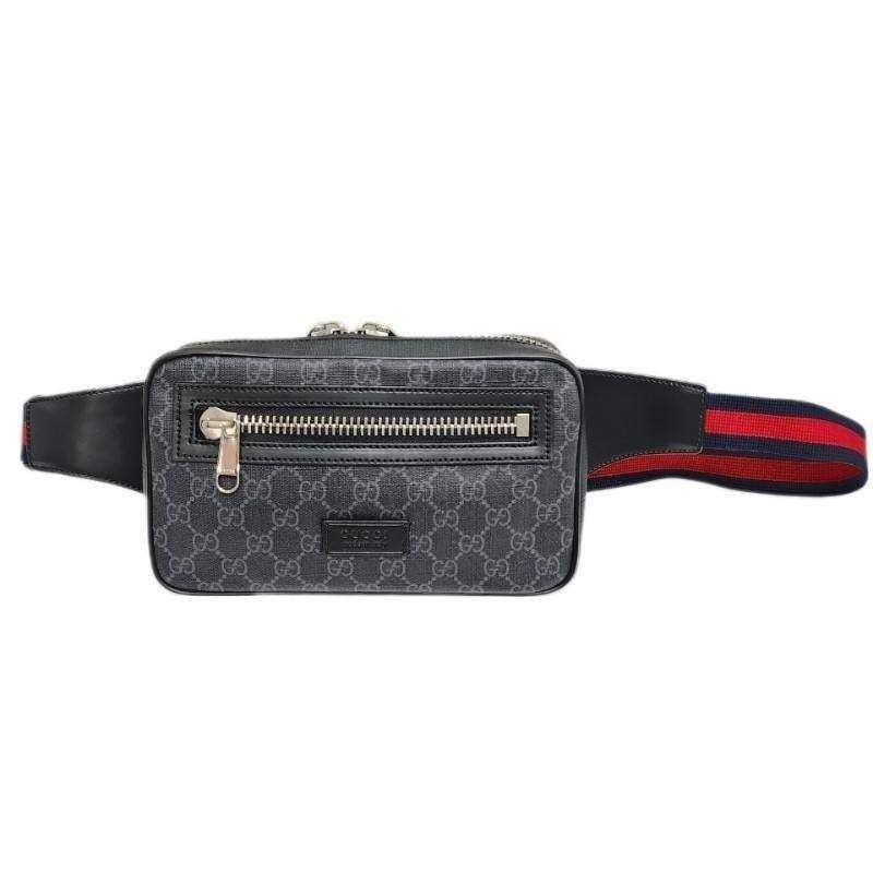 Gucci GG Supreme Sling Backpack Waist Crossbody Bag Black Leather