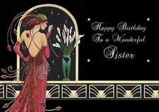 Art deco personalised A5 birthday card mum daughter niece sister auntie name age