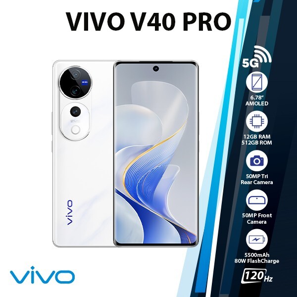 vivo V40 Pro 12GB/512GB グローバル版 VIVO V40 Pro 5G Android Cell Phone (White/12GB+512GB/Dual
