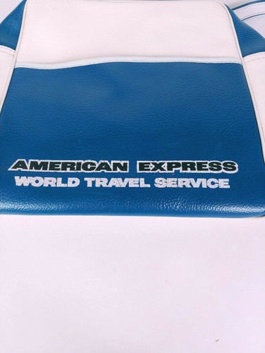 Bolso de mano American Express azul y blanco vintage dos bolsas correa de transporte - Imagen 2 de 10
