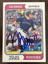 NOLAN JONES Signed 2023 Topps Heritage Baseball Card #164 RC Rockies Rookie AUTO