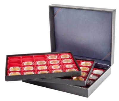 Lindner 2365-2122E NERA Münzenkassette XL für 60 Münzen-OCTOS-rot