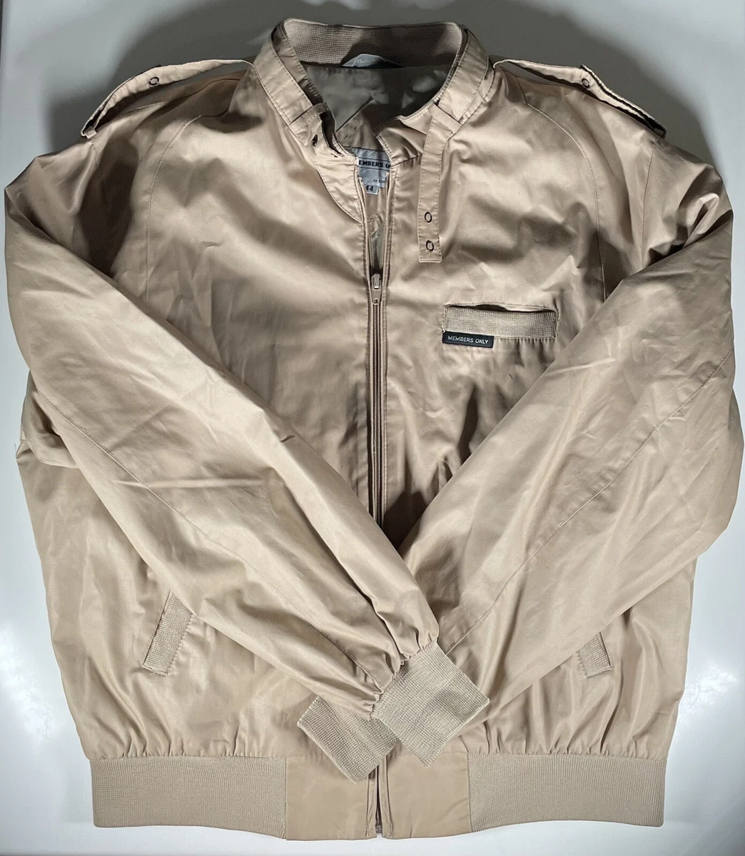 Vintage Members Only Jacket Mens 44 Tan Brown Europe Craft 1980s Large