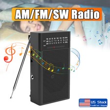 Portable Pocket Size Radio AM/FM/SW with Telescoping Antenna, Headphone Jack
