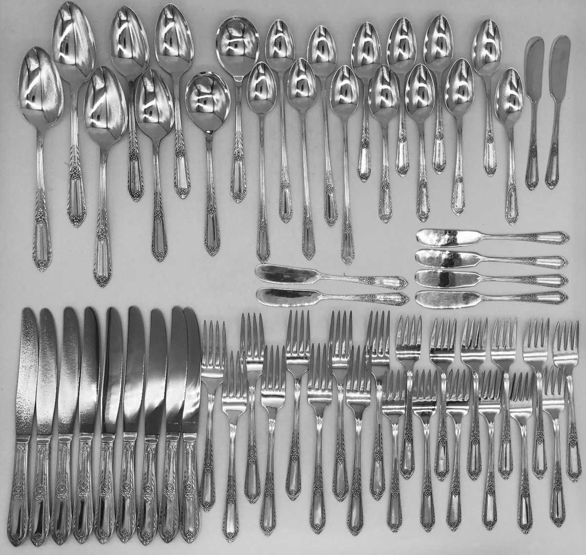 Reed & Barton "Ribbon Crest" Stainless Steel Flatware Set - 18/10 Glossy Finish 1 thumbnail image