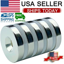 5 Pack Thicker Strong Magnets Countersunk Ring 1 Inch Large Rare Earth Neodymium