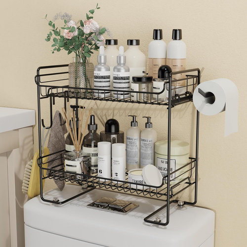 Aufbewahrung über der Toilette, 2 Ebenen Badezimmer Organizer Regale, Multifunktionale Badewanne
