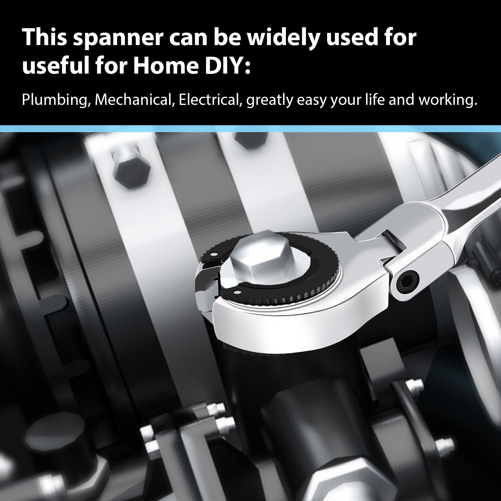 SAE Flex-Head Ratcheting Wrench Combination Wrench Adjustable angle Set 10 Pcs