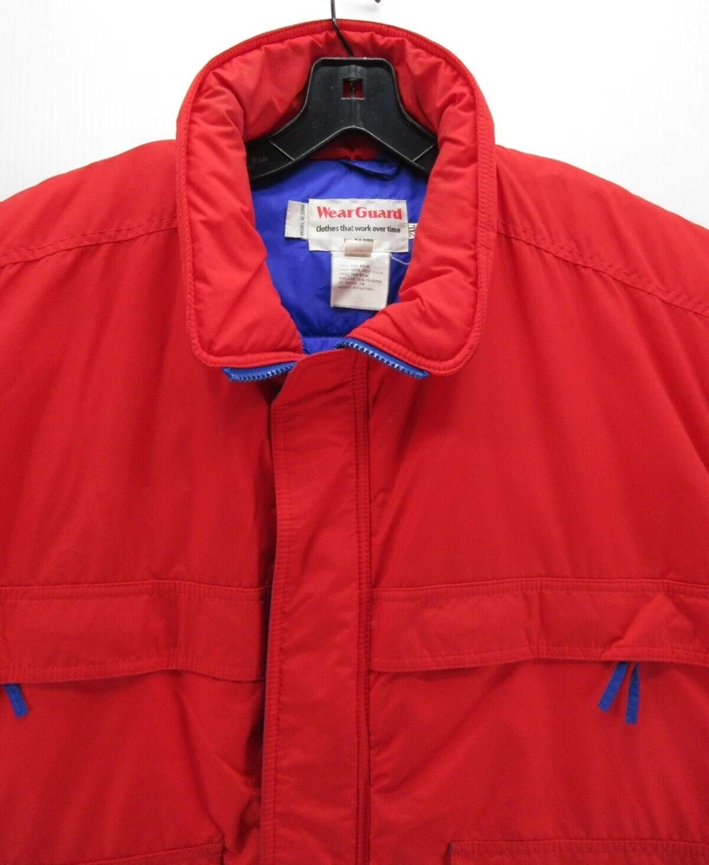 DE COLECCIÓN Chaqueta Protectora de Desgaste Hombres XXL Rojo Chaleco Abrigo Impermeable Senderismo Aire Libre Años 90 * Foto 2 de 4