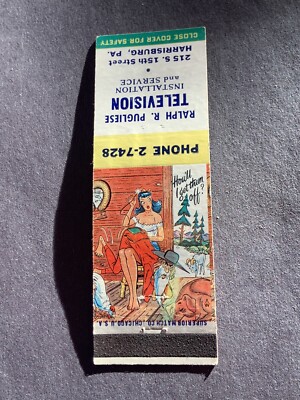 Vintage Pennsylvania Matchbook:  How ll I Get Them Off / Pugliese Television 