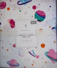 Pottery Barn Kids Galaxy Hearts Organic Flannel Sheet Set Twin 3 Pieces