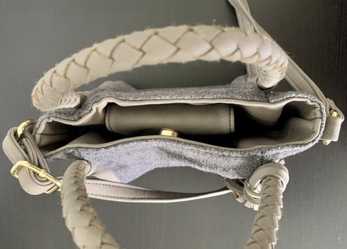 New Danielle Nicole Women’s Small Bag Grey Gold Mini Purse Crossbody Tassel - Picture 9 of 11