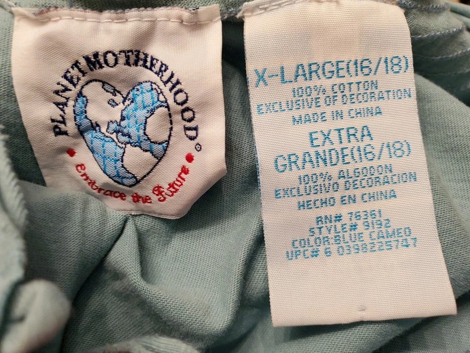 Camisa Top Blusa Planet Motherhood Mujer Talla XL X Grande 16/18 Azul Camafeo Foto 2 de 4