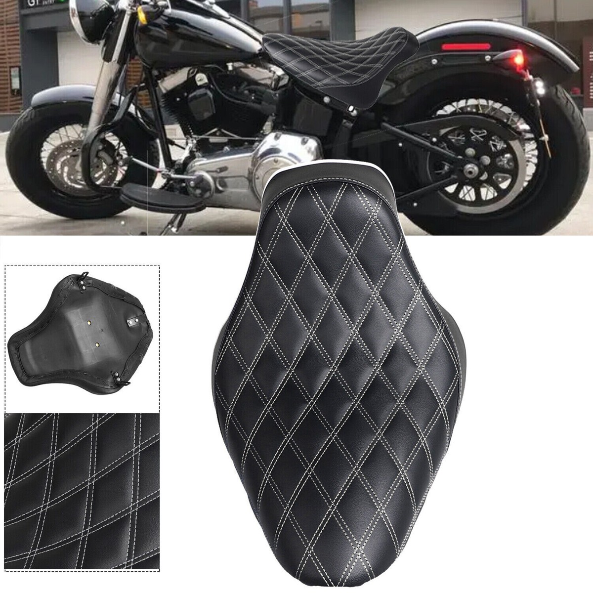 Driver Solo Seat Fit For Harley 00-07 Heritage Softail FXST Fat