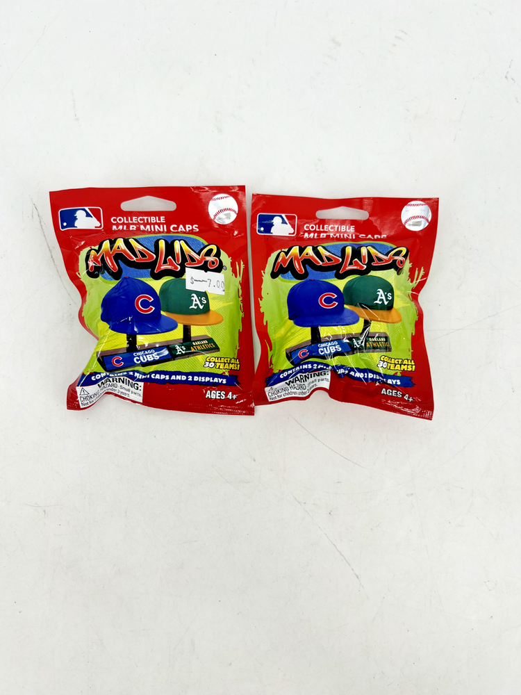2 MLB Collectible Mini Caps Mad Lids - Chicago Cubs Oakland Athletics - SEALED