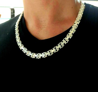 Mens King Flat Byzantine Chain Necklace 