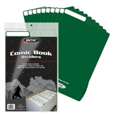 100 BCW grüne Archiv Kunststoff Comic Buch Teiler mit klappbarer Beschriftungslasche