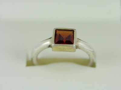 Granat Solitär Ring Sterlingsilber goldfarben Größe L 925 3,6 g cx1