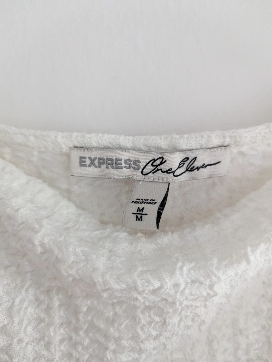 Express One Eleven Womens M Long Sleeve White Blouse Textured