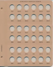 Dansco Album 8104 PAGE 2 ONLY Lincoln Shield Cent 2022-2033 PDS  Penny Book  NEW